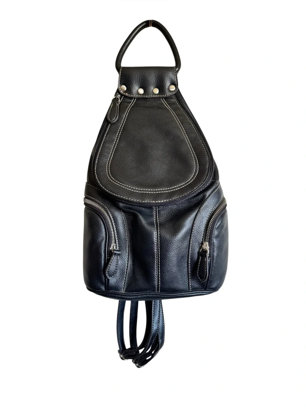 y2k Nine West Black Leather Convertible Backpack